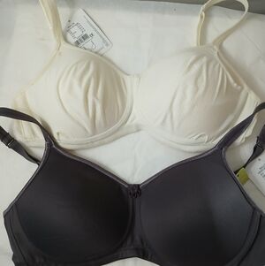 Stylish Cream and Grey Women's Bras Mastectomy Size 34A Bundle Of 2
